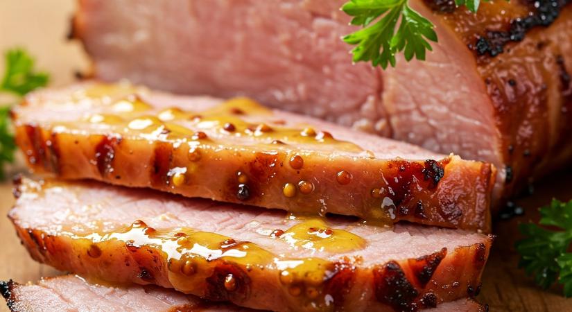Mézes-mustáros sonkaszeletek grillen