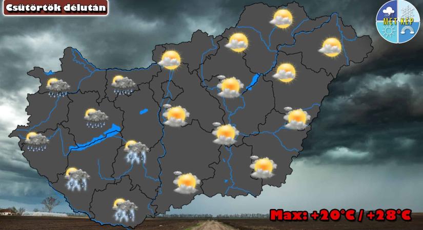 Napközben még meleg idő, majd hidegfront érkezik záporokkal, zivatarokkal