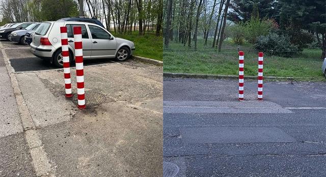 Parkolást gátló oszlopokat helyeztek ki körtvélyesben egy csatorna miatt