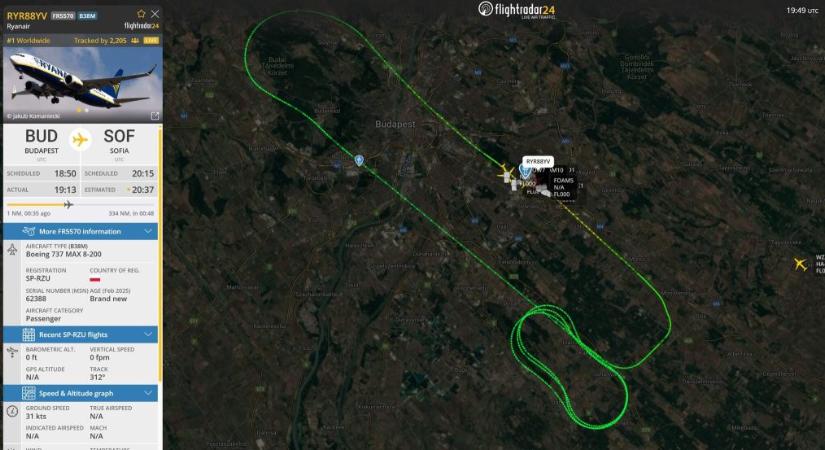 Vészhelyzetet jelentett Budapesten felszállás után egy Ryanair gép, kényszerleszállást hajtott végre
