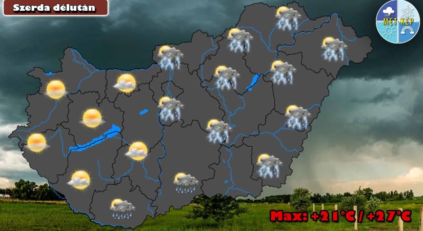 Mai nap elszórtan lehetnek záporok, zivatarok