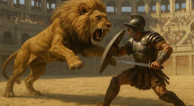 Harapásnyomok a római gladiátor csontvázán