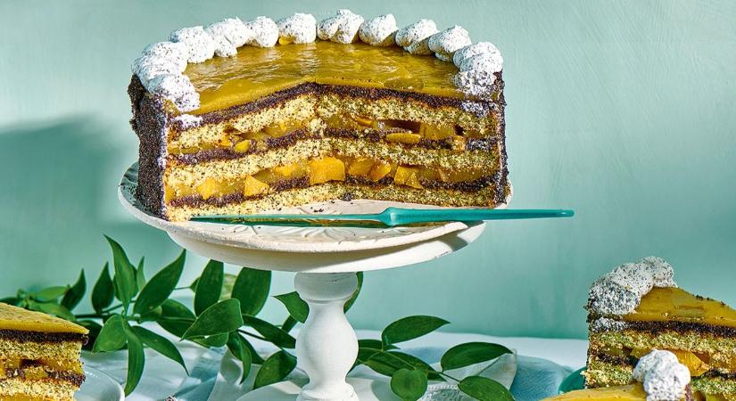Mákos, őszibarackos torta szülinapokra és ráérős hétvégékre