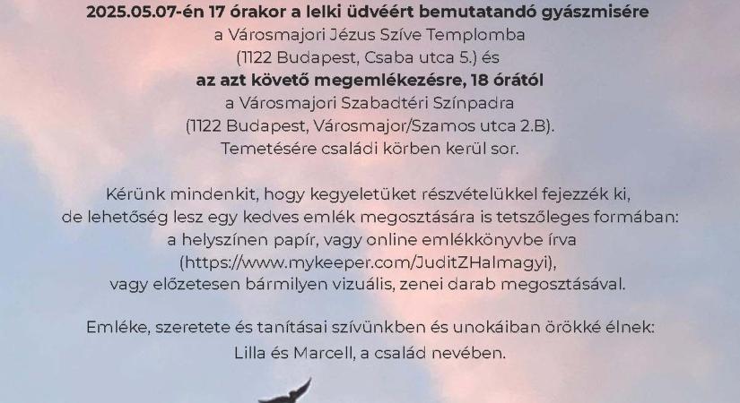 Z. Halmágyi Judit gyászmise és megemlékezés