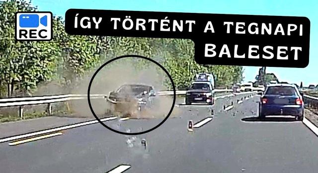 Defekt miatt csapódott a szalagkorlátnak egy autó az M3-ason - Videó