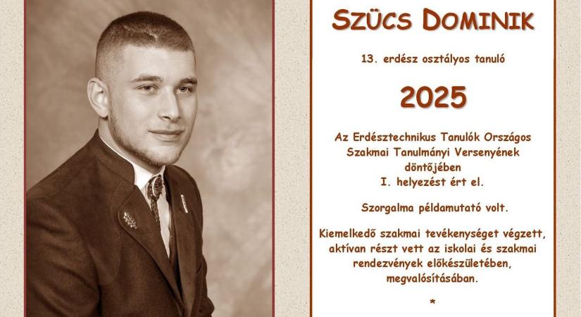 Díjat kapott az ország legjobb erdész diákja