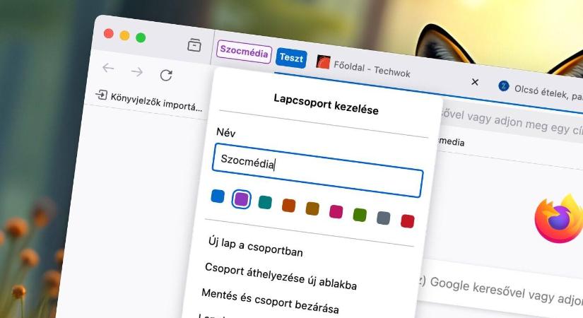 Lapcsoportok használata a Firefoxban: megnyitott weboldalak kényelmes kezelése
