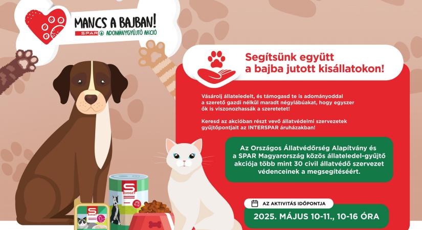 Országos összefogásra hív a SPAR – indul az állateledel-gyűjtés a rászoruló négylábúaknak
