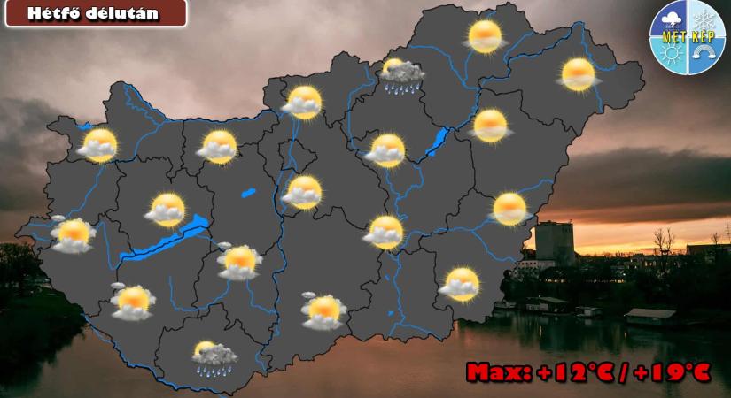 Hűvös hét kezdet, helyenként záporokkal
