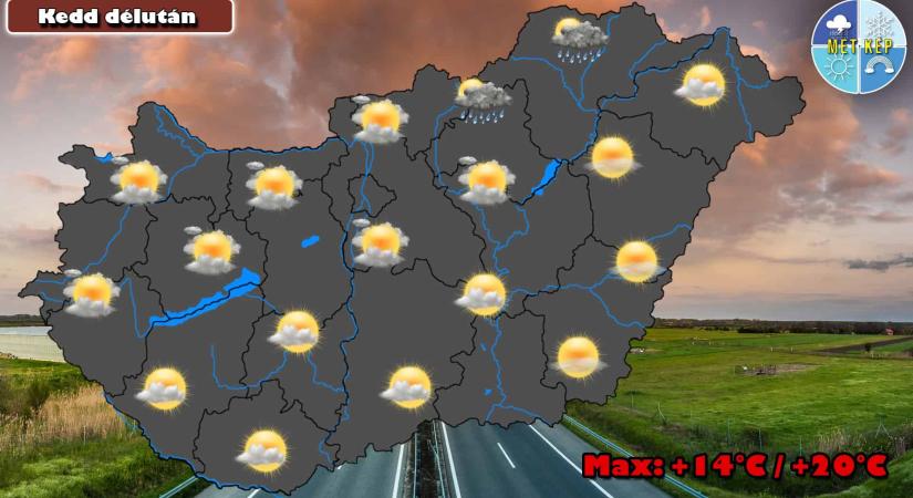 Gomolyfelhők zavarják a napsütés, szórványos záporokkal