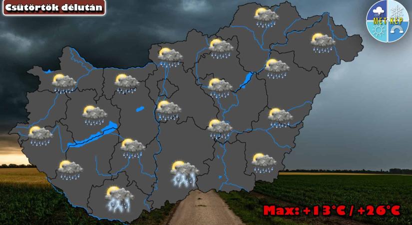Hidegfront érkezik, záporeső, délen zivatar is kialakulhat