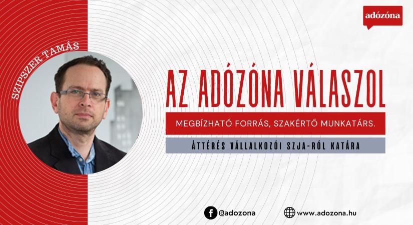 Az Adózóna válaszol: áttérés vállalkozói szja-ról katára