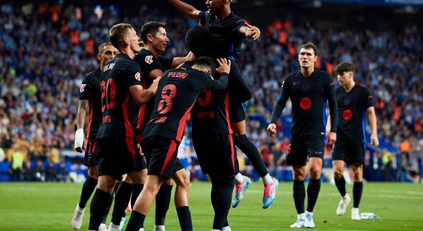La Liga: Yamal óriási gólt lőtt, a városi derbit és a bajnoki címet is behúzta a Barcelona - videó