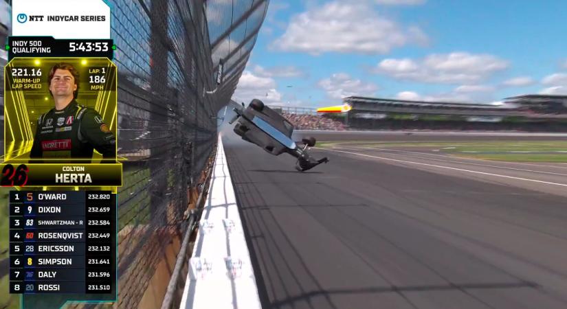 Indy 500: Armstrong után Herta is óriásit bukott a kvalifikáción