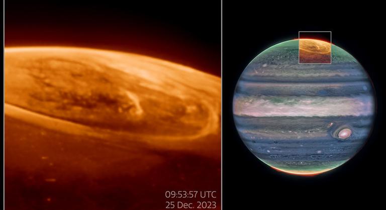 Látványos felvételeket készített a NASA a Jupiter sarki fényeiről