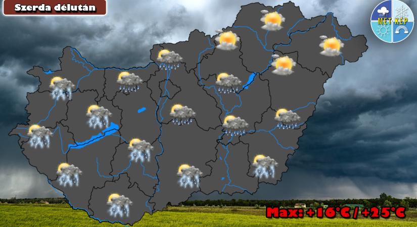 Délután a Dunántúlon és délen is megjelenhetnek a zivatarok