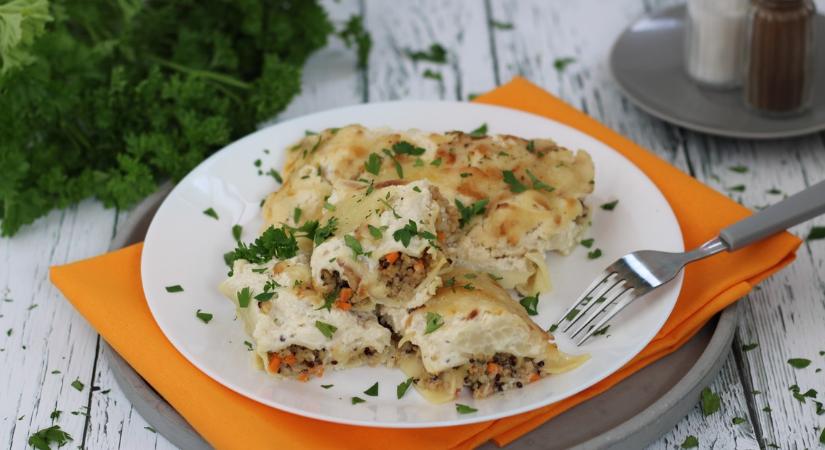 Színes quinoás cannelloni karfiolmártással recept