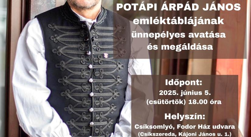 Csíksomlyón avatnak emléktáblát Potápi Árpád János tiszteletére