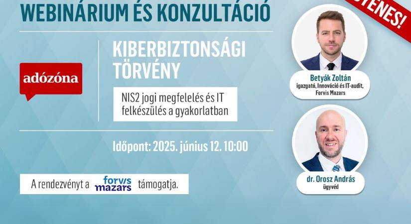Kiberbiztonsági törvény – NIS2 jogi megfelelés és IT felkészülés a gyakorlatban – webinárium