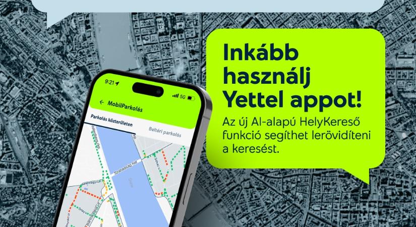 Mesterséges intelligencia segíti a parkolóhelykeresést a Yettel alkalmazásban