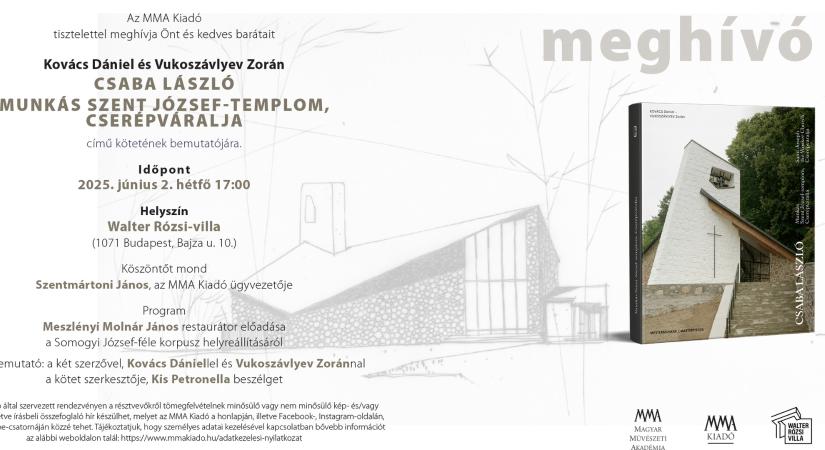 Könyvbemutató – Csaba László, Munkás Szent József-templom, Cserépváralja