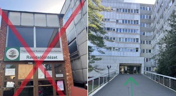 Ajtócsere miatt változik a rendelőintézet megközelítése és a babamentő inkubátor helye a nagykanizsai kórházban
