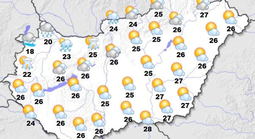 Meleg, de felhős, kissé szeles időnk lesz