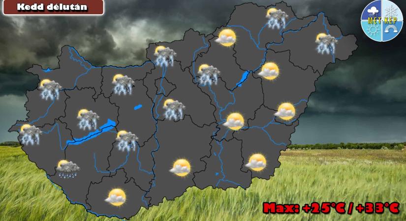 Hidegfront érkezik kedden, zápor, zivatar is előfordulhat
