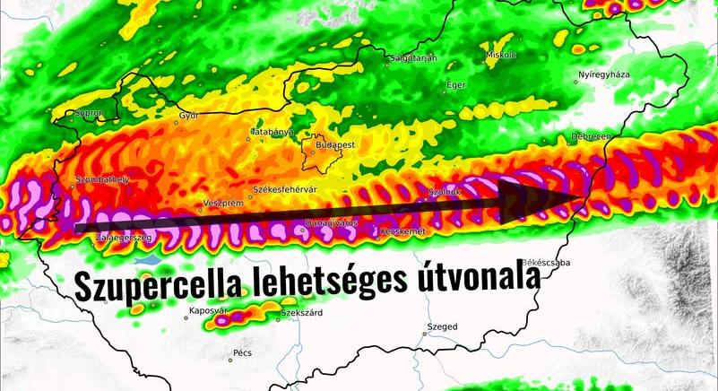 Komoly szupercellára figyelmeztet az Időkép