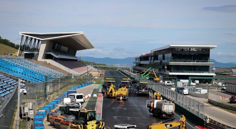Újraaszfaltozták a Hungaroring célegyenesét a Magyar Nagydíj előtt