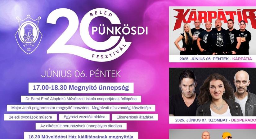 Beledi Pünkösdi Fesztivál sztárokkal, a Kárpátiával, Desperadoval, 32-vel