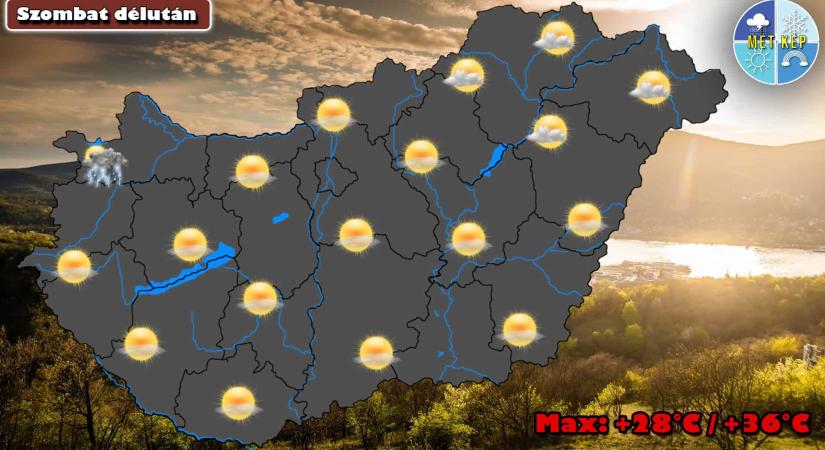 Szombaton is marad a kánikula, de északnyugaton már lehet zápor, zivatar