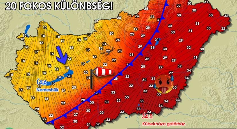 Húsz Celsius-fokos különbség alakult ki az országban