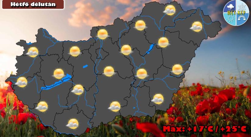 Az átvonuló front után hétfőre visszaesik a hőmérséklet
