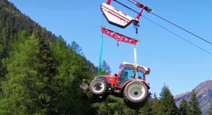 Traktor a magasban – lélegzetelállító videó a Dolomitokból VIDEÓ