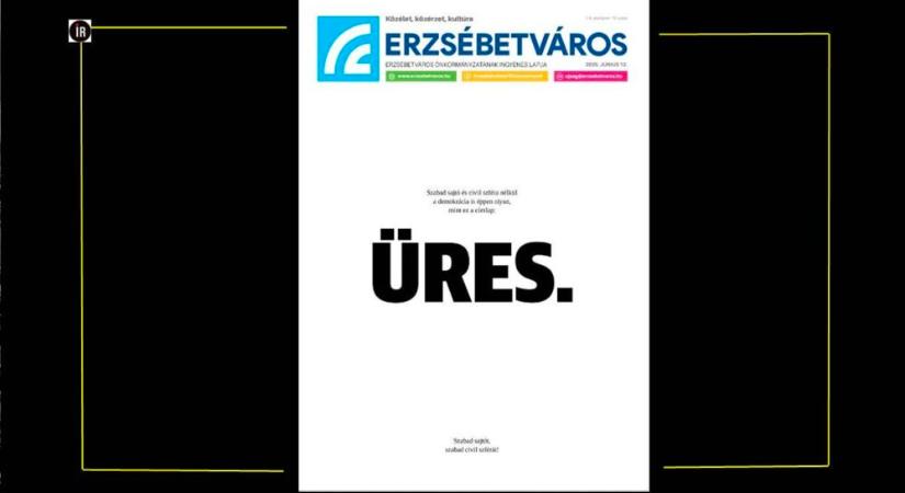 Nem a tinta, vagy a mondandó fogyott el – Az Erzsébetváros Újság aktuális száma üres címlappal jelent meg