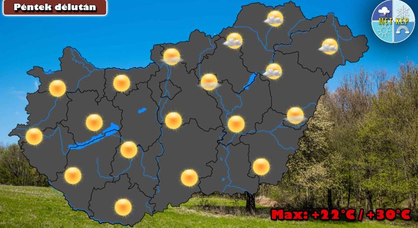 Pénteken nyárias időben lesz részünk