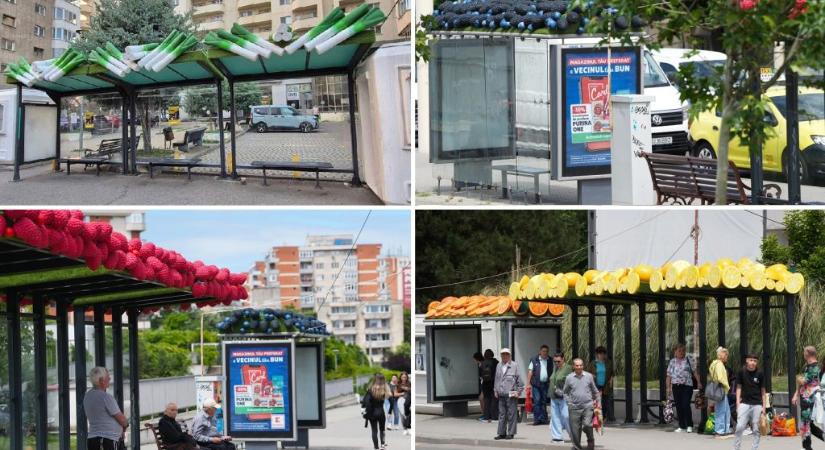 Póréhagyma, málna és citromkarikák kerültek egy román város buszmegállóira, hogy az utasok ne kapjanak hőgutát