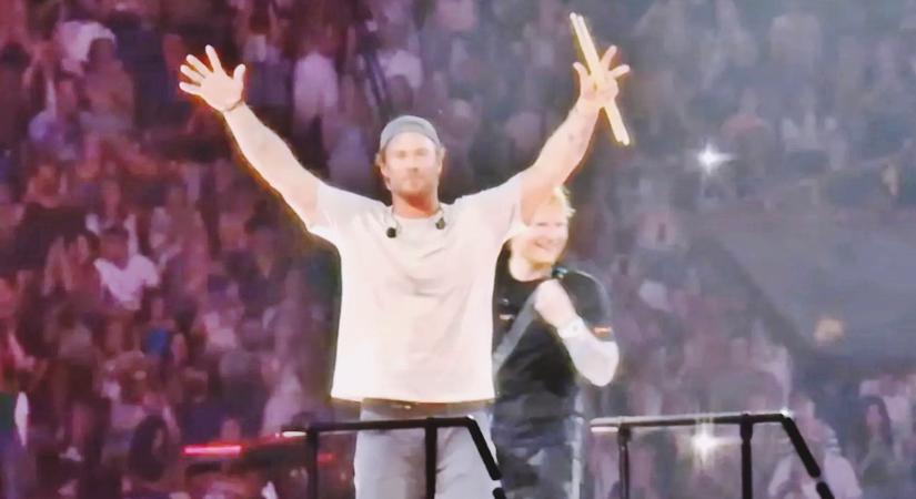 Chris Hemsworth volt a meglepetésvendég Ed Sheeran koncertjén, ahol ráadásul zenélt is (Videó!)