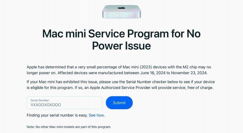 Javítási program az M2-es processzorral rendelkező Mac mini bekapcsolási problémájához