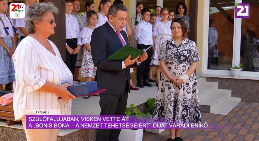 Aktuális (2025.06.16) - Szülőfalujában, Visken vette át a quot;Bonis Bona - A Nemzet Tehetségeiértquot; díjat Váradi Enikő (videó)
