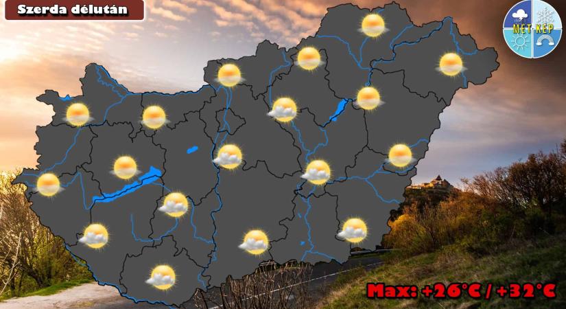 Szerdán már 30 fok köré emelkedhet a csúcshőmérséklet - MetKép