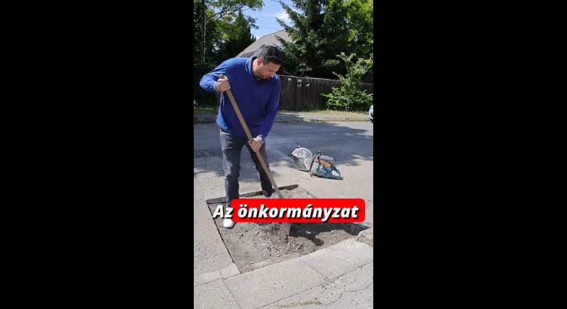 Lapátot ragadott a kátyúk miatt a képviselő (VIDEÓ) - Mandiner