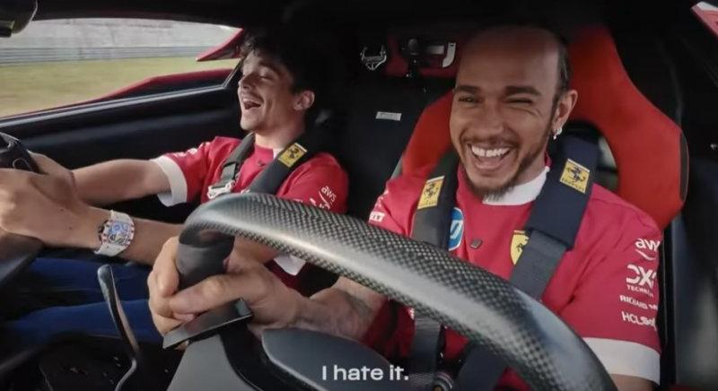 Videó: Leclerc utálta, ahogy Hamilton megautóztatta az F80-as Ferrarival - Formula