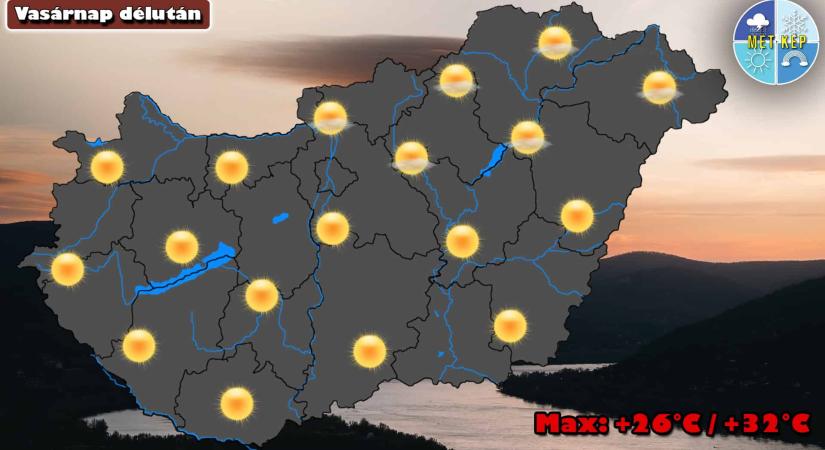 A hét utolsó napjára is marad a nyári idő, ismét mérhetünk 30 fok felett - MetKép