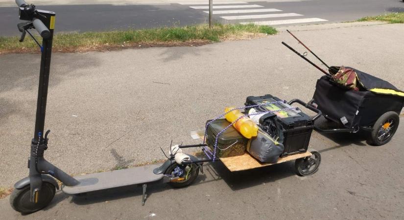Gumipókkal és gyorskötözővel rögzítette az utánfutót a rollerhez egy 14 éves, azzal indult pecázni Nagykanizsán - Eduline
