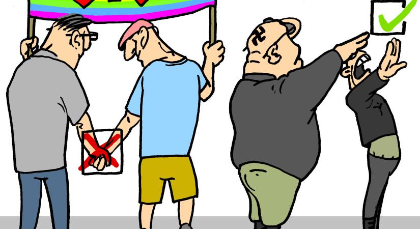 Helytelen és helyes kéztartás tüntetésen - Apápai