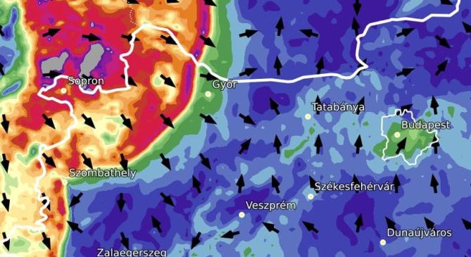 Szélviharral érkezik a hidegfront - Időkép