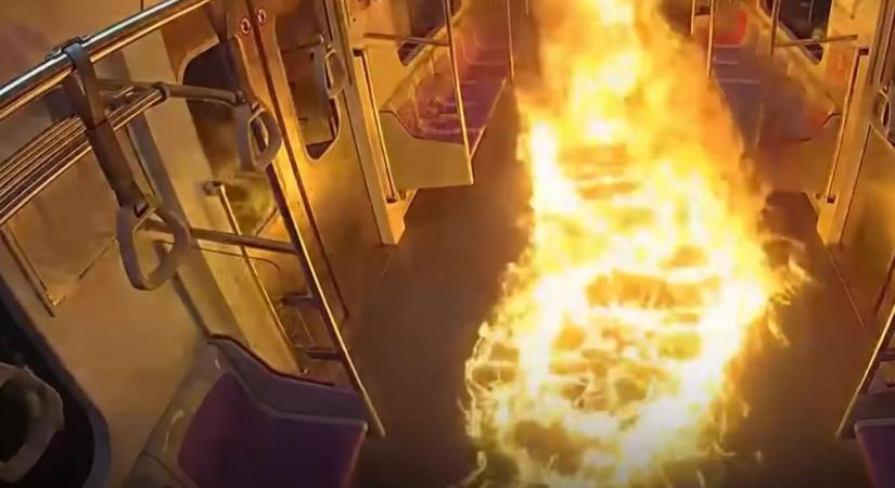 Videón, ahogy egy válás miatt felgyújtanak egy metrókocsit Szöulban - Népszava