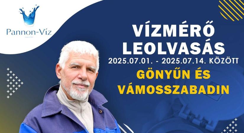 Vámosszabadin és Gönyűn aknás lakossági vízmérő leolvasás várható